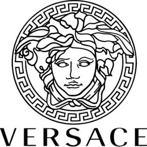 Logo Versace con testa di Medusa e cornice a greca greca
