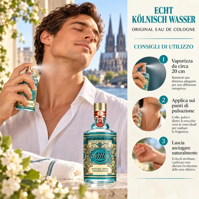 Come applicare 4711 Original Eau de Cologne Spray 100 ml su collo e punti di pulsazione