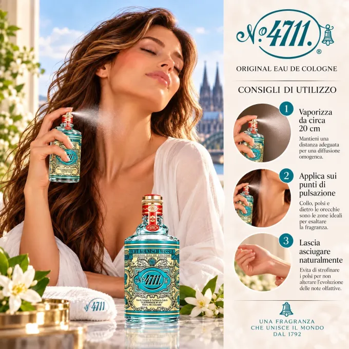 Come utilizzare 4711 Original Eau de Cologne 200 ml su collo e polsi