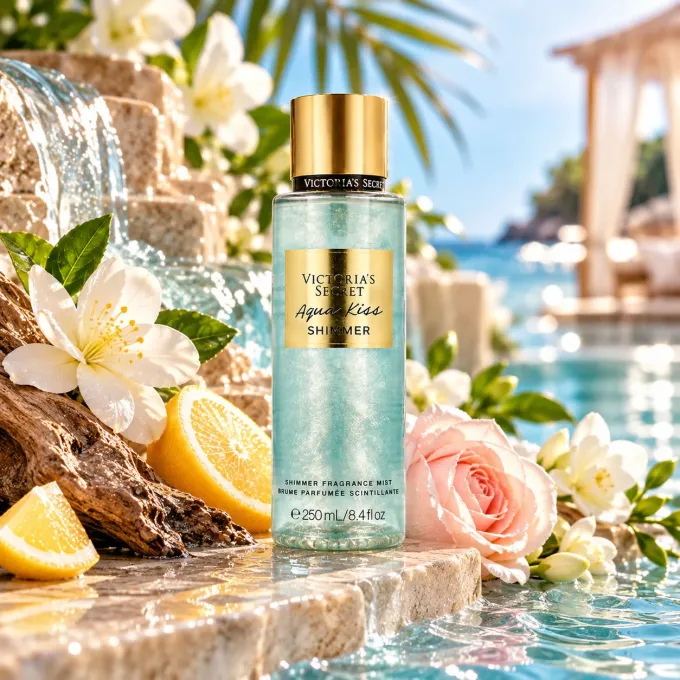 Aqua Kiss Shimmer Victoria&rsquo;s Secret 250 ml in ambientazione luminosa