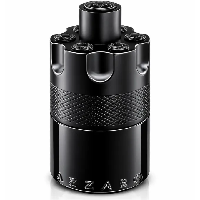 Flacone nero con fascia a rombi di Azzaro The Most Wanted Eau de Parfum Intense 100 ml