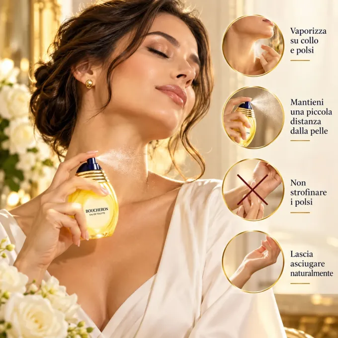 Come applicare Boucheron Eau de Toilette Donna su collo e polsi