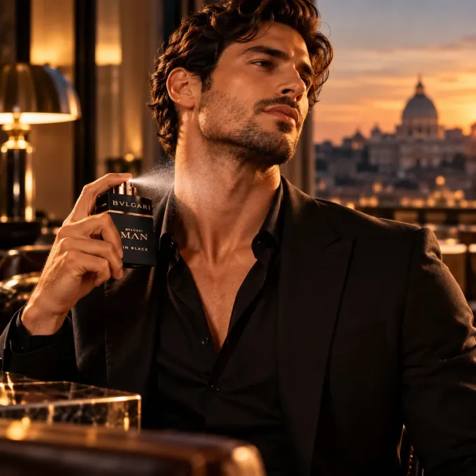 Man In Black profumo uomo in elegante ambientazione serale
