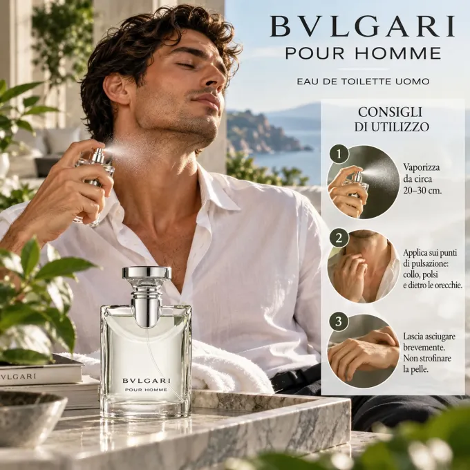 Come applicare Bvlgari Pour Homme Eau de Toilette su collo e polsi
