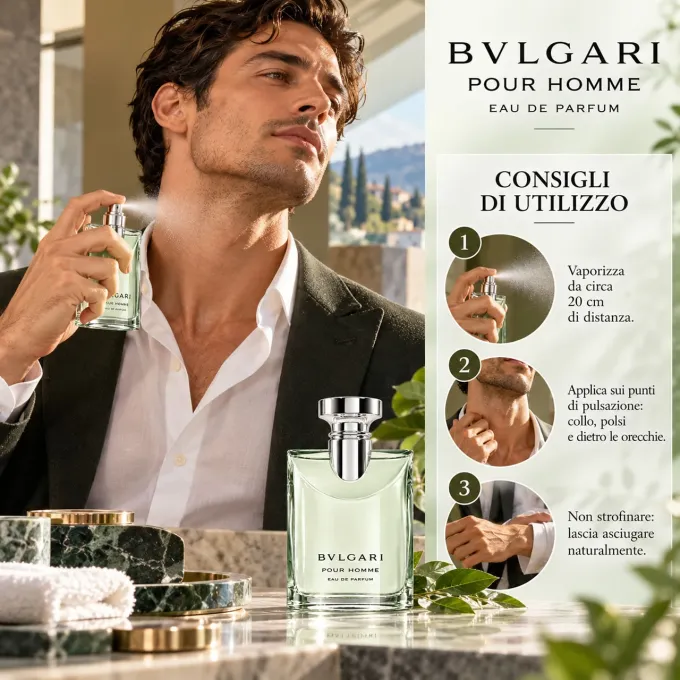Come applicare Bvlgari Pour Homme Eau de Parfum su collo e polsi