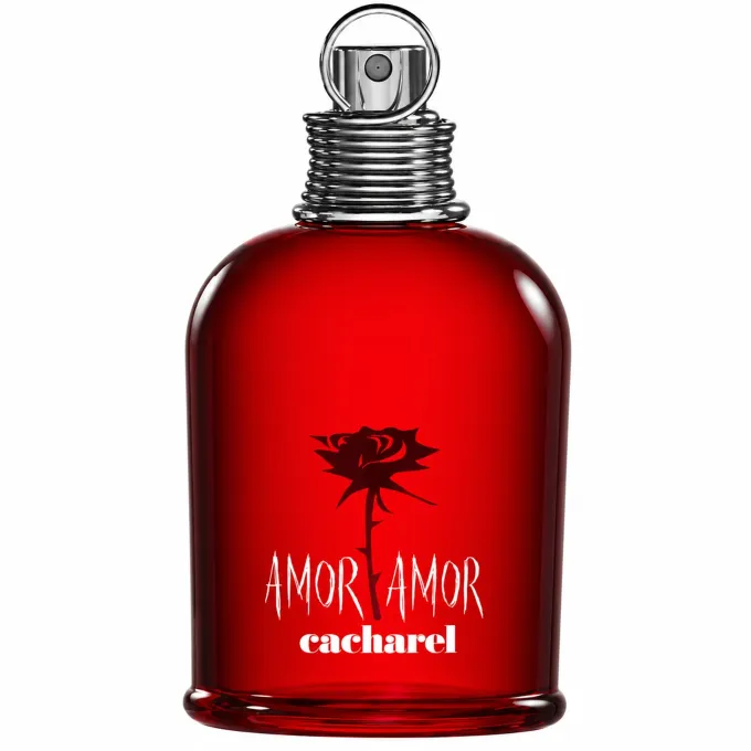 Flacone rosso Cacharel Amor Amor profumo donna Eau de Toilette 100 ml