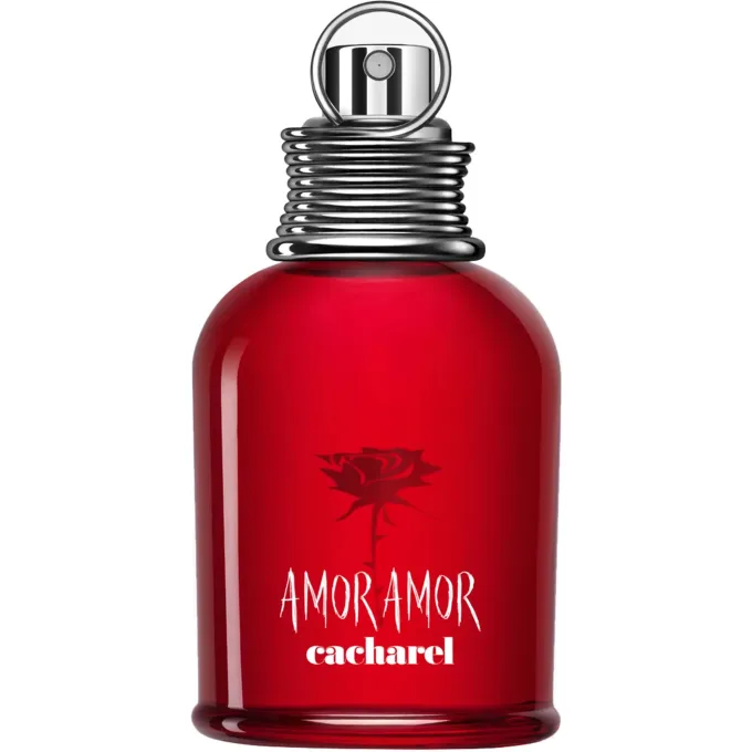 Flacone Cacharel Amor Amor 50 ml dal caratteristico colore rosso intenso