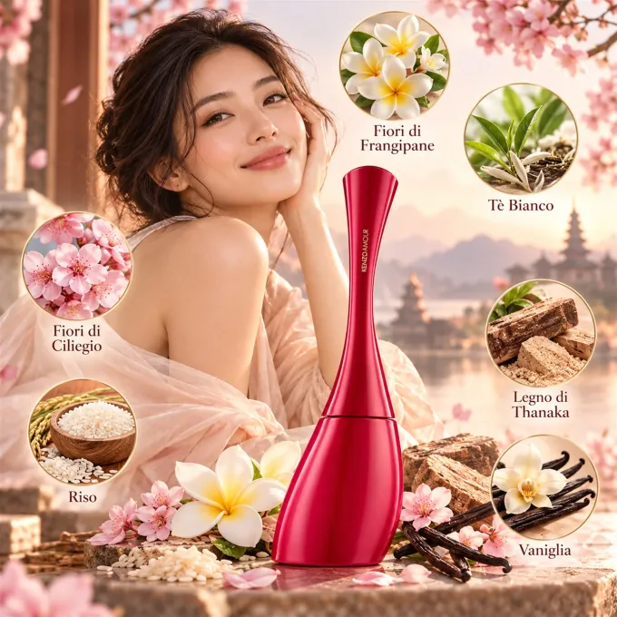 Illustrazione delle note olfattive e degli ingredienti di Kenzo Amour Eau de Parfum Donna 100 ml