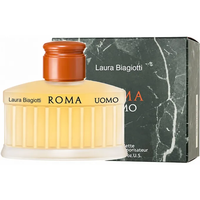 Laura Biagiotti Roma Uomo Eau de Toilette 200 ml, profumo maschile con la sua confezione