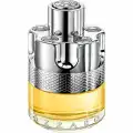Flacone cilindrico con dettagli argentati e liquido dorato di Azzaro Wanted Man EDT 50 ml