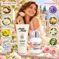 Ingredienti del set Cacharel Anais Anais con composizione del profumo EDT e della Body Lotion illustrati separatamente