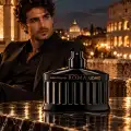 Composizione illustrata dedicata a Laura Biagiotti Roma Uomo Nero Estremo EDP Intense 125 ml