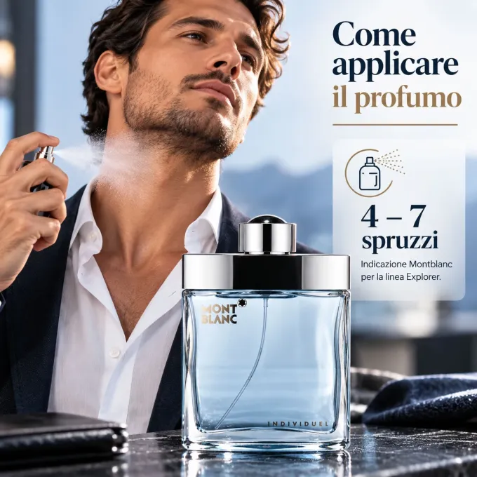 Come applicare Montblanc Individuel Eau de Toilette Uomo 75 ml