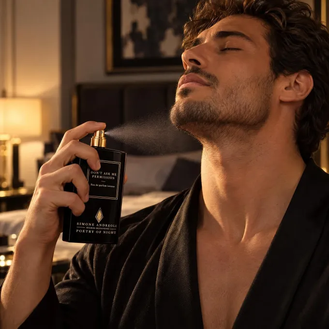Ambientazione illustrativa con Simone Andreoli Don&rsquo;t Ask Me Permission EDP Intense unisex 100 ml