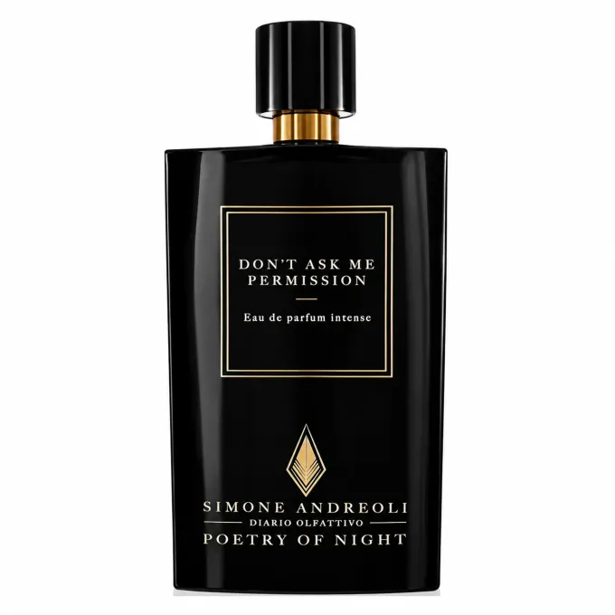 Flacone nero con dettagli dorati di Simone Andreoli Don&rsquo;t Ask Me Permission EDP Intense 100 ml