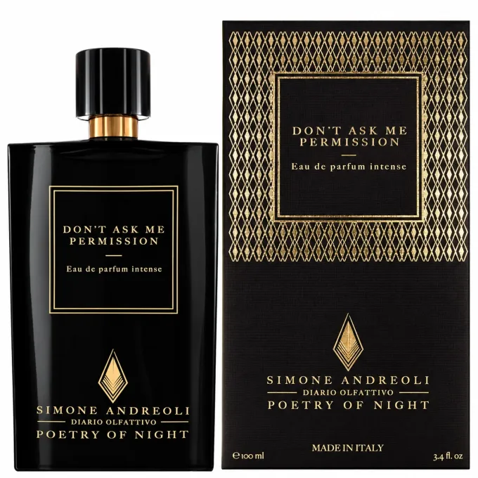 Confezione e flacone di Simone Andreoli Don&rsquo;t Ask Me Permission EDP Intense unisex 100 ml