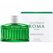 Confezione e flacone di Laura Biagiotti Roma Uomo Green Swing Eau de Toilette 125 ml