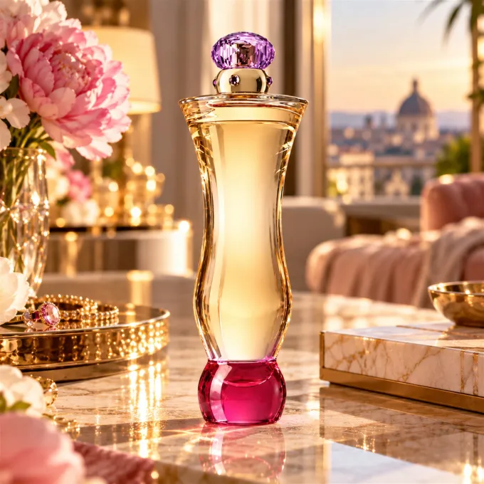 Profumo Versace Woman Eau de Parfum 100 ml in atmosfera sofisticata